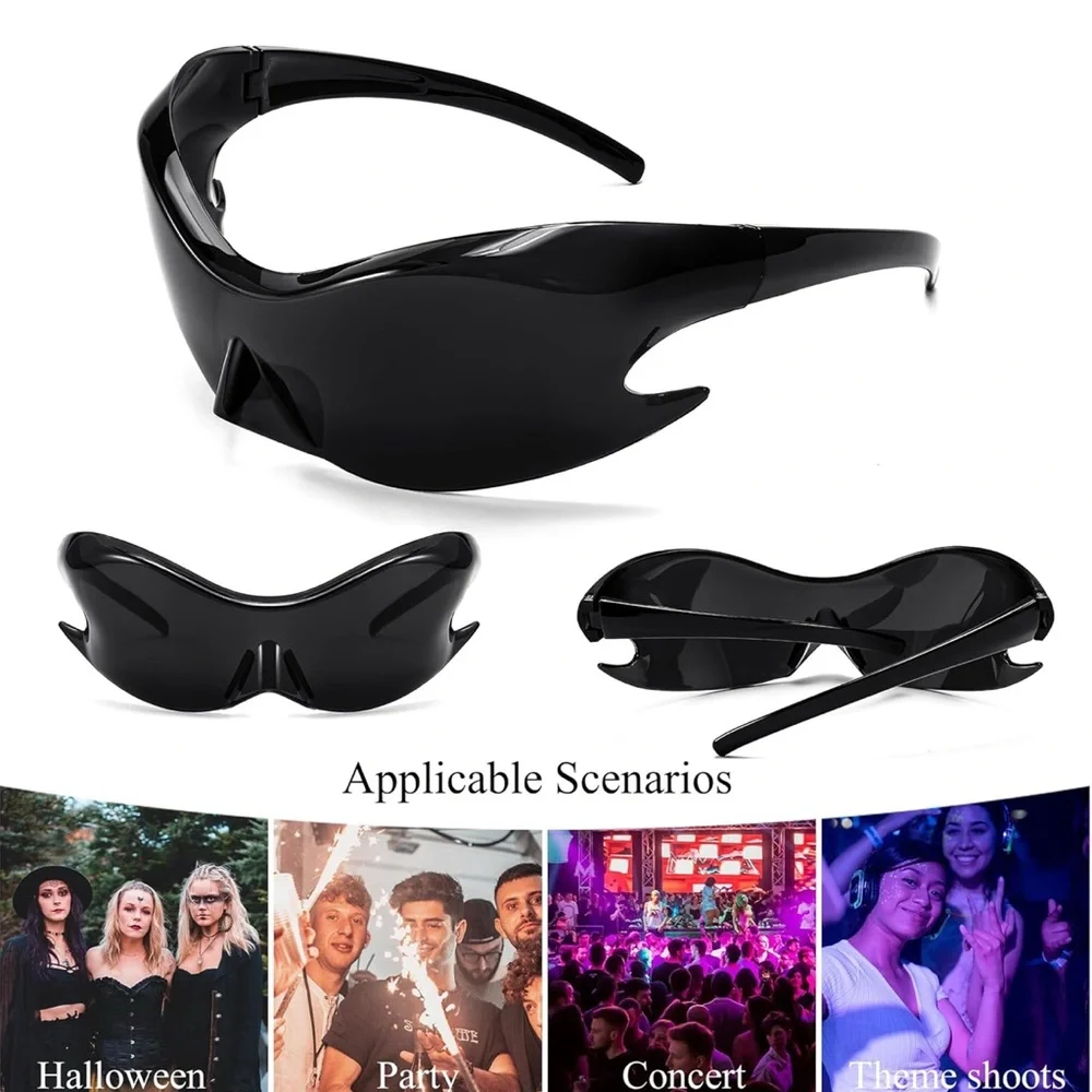 Sleek Black Wraparound Sunglasses NEW